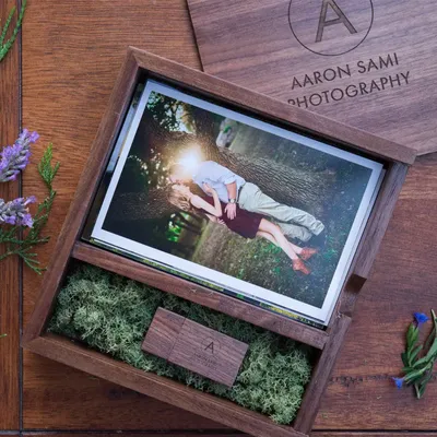 (Kostenloses individuelles Lasergravur-LOGO) Albumbox aus Holz (4 x 6 Zoll Foto) und USB3.0-Stick aus Holz 512 GB, 256 GB, 128 GB, 64 GB, 32 GB, 16 GB Image