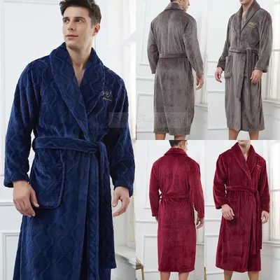 Plus Größe 3XL 4XL Männer Flanell Robe Winter Verdickt Nachtwäsche Kimono Bademantel Kleid Warme Image