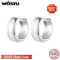 WOSTU 100% 925 Sterling silver Minimalist Hoop Earrings S925 Plated platinum Ear Buckle For Women