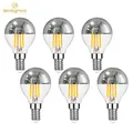 Genixgreen E12 E14 LED Mirror Light Bulb Dimmable 4W G45 Top Silver Crown Globe 2700K Decor Corridor