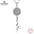 Eudora 925 Sterling Silver Hecate Wheel Necklace Vintage Snake Key Triple Moon Goddess Pendant Witch