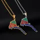 4cm Charm Eritrea Map Flag Pendant Thin Necklaces for Women Girls Silver Color/Gold Jewelry African