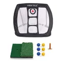 Pop Up Golf Chipping Net Dual Turf Hitting Mat with 3 Rubber Tees Combo 6 Training Balls for