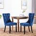 Velvet Upholstered Dining Chairs Set of 2, Modern High Back Side Chair with Nailhead & Button Tufted Decoration, Soild Wood Legs