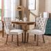 PU/Velvet Dining Chair Set of 2, Tufted Dining Room Chairs with Nailhead Ring Pull Trim & Wood Legs, Upholstered Dining Chairs