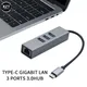 USB C Ethernet with 3 Port USB HUB 3.0 RJ45 Lan Network Card USB to Ethernet Adapter for Mac iOS