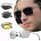 Portable Folding Polarized Sunglasses for Men Square Metal Frame Photochromic Sunglasses Driving