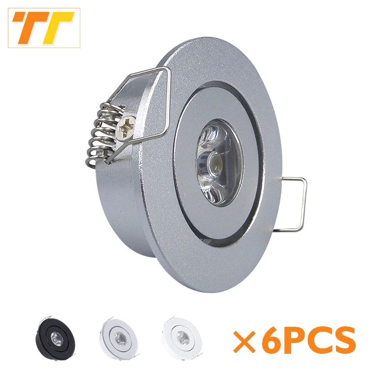 6 Stück LED Mini-Downlight 3W 1W Dimmbare Spotleuchte Einbauleuchten AC85-265V Deckenleuchte Aluminium 52mm