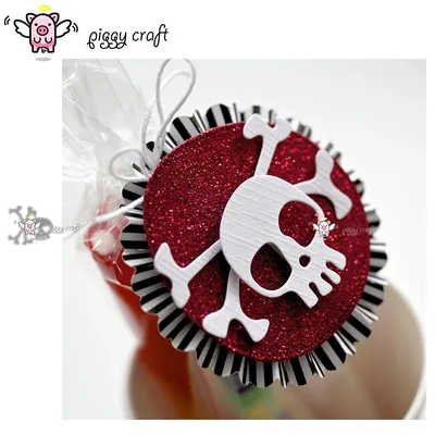 Piggy Craft Metall-Stanzformen, geschnittene Matrizenform, 2 Stück, Halloween-Schädel, Sammelalbum,