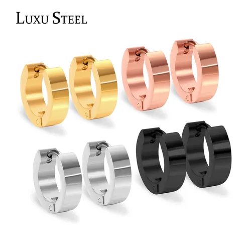 LUXUSTEEL Gold Hoop Ohrringe Für Frauen/Mädchen Edelstahl Kreis Ohrring Modeschmuck Schwarz Ohrringe