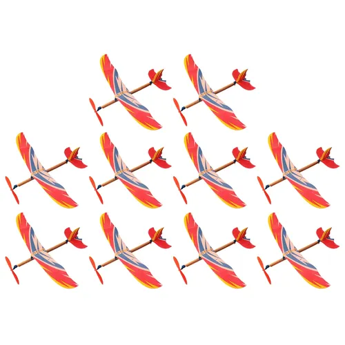 10 Stück Freiflug Modell Flugzeuge Doppeldecker Spielzeug Kinder Outdoor-Spielset elastisch