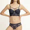 Bra Set Push Up Sexy Lingerie Set Women's Underwear Strappy Cup Underwire Padded Wide Lace Trim