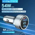 54W USB Car Charger Quick Charge 3.0 Type C PD Fast Charger For iPhone 13 Samsung S22 Tablet QC3.0