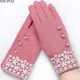 Mode Elegante Frauen Touchscreen Handschuhe Winter Damen Spitze Warme Kaschmir Bogen Voller Finger