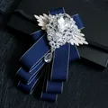 Men's Handmade Bow Tie Formal Dress Wedding Banquet Host Evening Crystal Ribbon Tassel Diamond