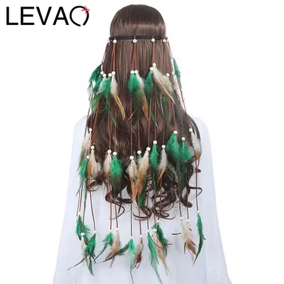 Levao Mädchen schwarze Feder Haar bänder für Frauen Festival böhmischen Stil Stirnbänder Haarschmuck