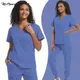 Medical Scrubs Uniform Women Nurse Scrub Set Unisex Pocket Top Zipper Pants 2 Piece Joggers Suits