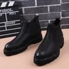 Britische mode herren schuhe schwarz chelsea stiefel plattform echtes leder boot herbst winter