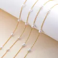 Vergoldete Edelstahl einfache Perle Choker Halskette hand gefertigte Perlenkette Halskette