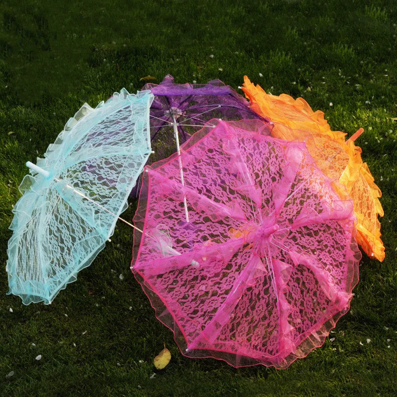 Erweitern Sie die Größe 60 cm, kleiner Regenschirm für Hochzeit, Party, romantischer Spitzen-Regenschirm, Sonnenschirm-Dekoration Image