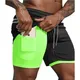 2024 NEW Men's Running Shorts Mens 2 in 1 Sports Shorts Male double-deck Quick Drying Sports men