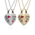 2 PC/Set Big Sis Lil Sis Big Sister Little Sister Alloy Pendant Necklaces Red Heart Stitching Good