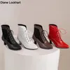 Frauen viktorianische spitze Zehen Stiefeletten Leder Spitze aushöhlen Punk Lace Up Strange Steampunk High Heel Schuhe Plus Größe 32-46