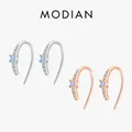 Modian 925 Sterling Silber U Form Exquisite Blau Opal Einfache Stud Ohrringe Mode Rose Gold Farbe