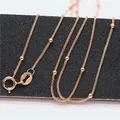 Charming 585 Purple Gold Chopin Chain Beads Solid Necklace Plated 14K Rose Gold Classic Jewelry for