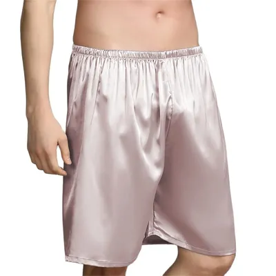 Männer Casual Home Nachtwäsche Satin Pyjamas Shorts Pyjamas Schlaf Bottoms Boxer Kurze Hosen Lounge Homewear Nachtwäsche Image