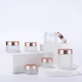 10pcs/lot 5-50ml Rosepink lid Frosted Glass Face/Hand Cream Mask Lotion Jar Pots Bottle Refillable