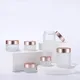 10pcs/lot 5-50ml Rosepink lid Frosted Glass Face/Hand Cream Mask Lotion Jar Pots Bottle Refillable