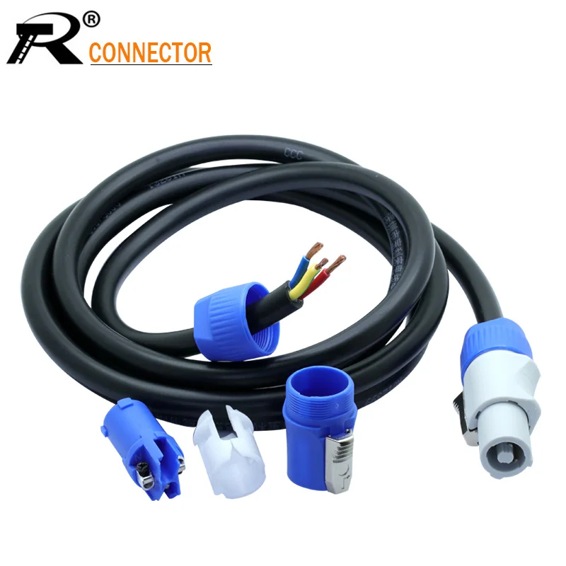 Bühnenlicht Powercon Ein- und Ausgangskabel Einfacher Anschluss 1,5 m Power Twist Link-Kabel NC3FCA blau - NC3FCB blau/grau Image