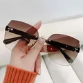 2024 Retro Sonnenbrille Frauen Marke Designer randlose Farbverlauf Sonnenbrille Mode Sonnenbrillen