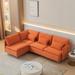 Modular L-shaped Corner sofa ，Left Hand Facing Sectional Couch ，Orange/Beige/Grey Cotton Linen---90.9''