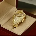 18 Karat Gold Farbe Voll diamant Zirkon Löwen ring für Männer Hochzeit Punk-Stil Verlobung sring für