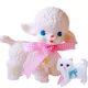 Rosa Band Bogen Dekor Schaf Spielzeug niedlich klassisch girly süßes Herz Lamm dec Puppe Spielzeug