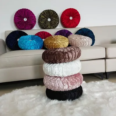 2022 Nordic Runde Diamant Solide Sitzkissen Dekorative Samt Stoff Zurück Kissen Sofa Pad Bett Kissen Image
