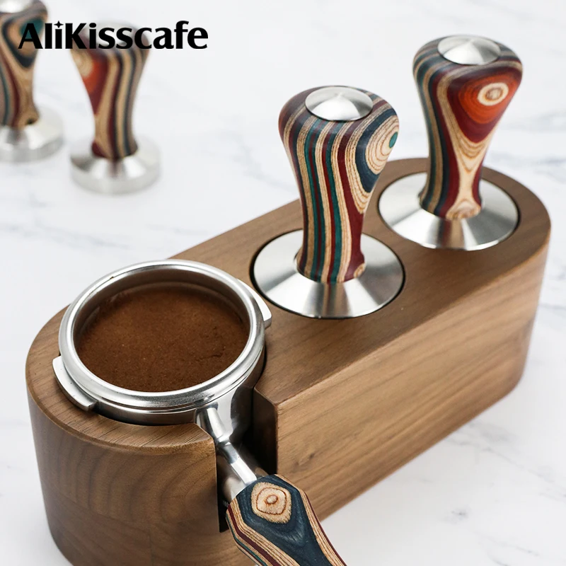 51MM 54MM 58MM Kaffee Boden Siebträger Bunte Holz Edelstahl Für E61 Nuova Delonghi Kaffee Zubehör barista Image