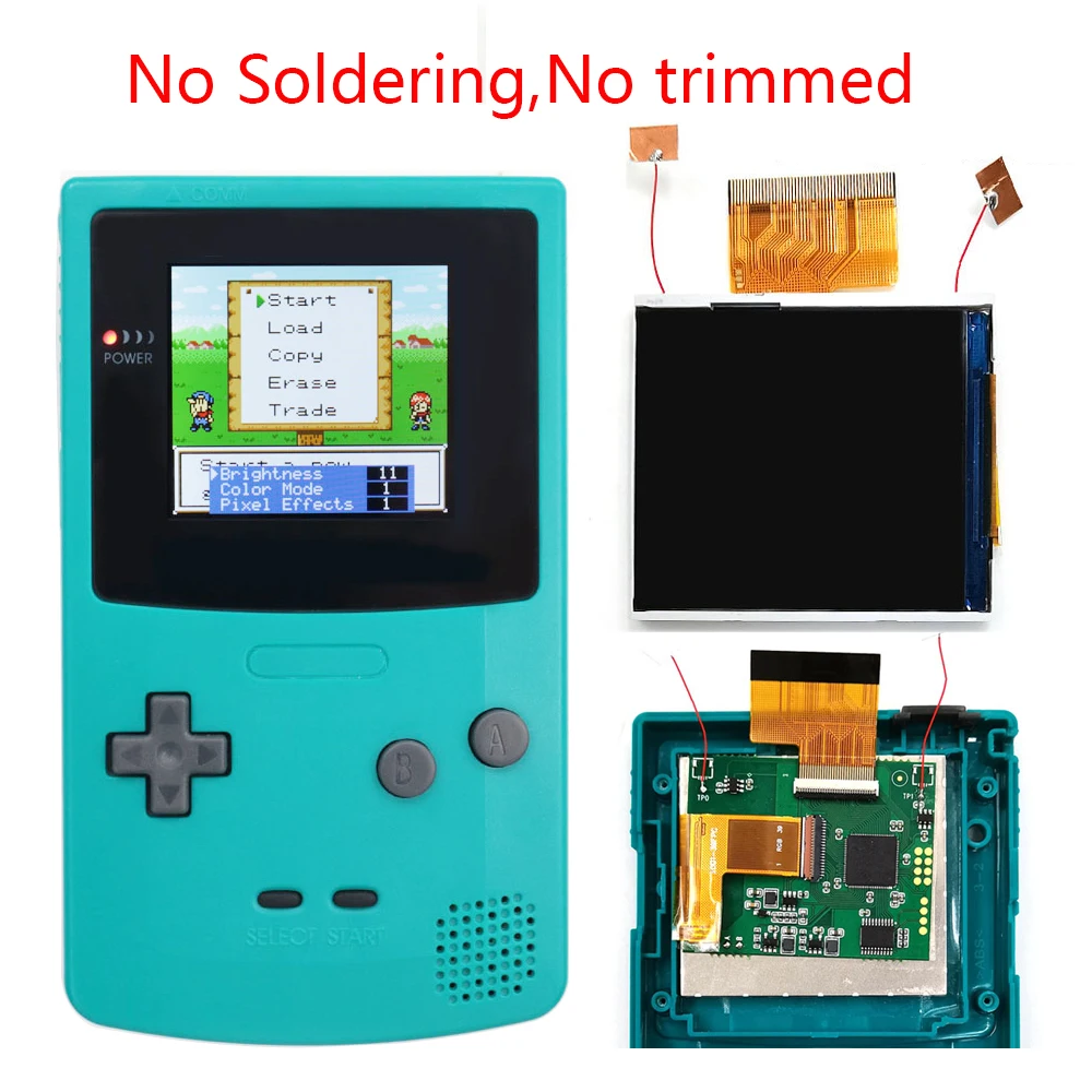 2023 Neuestes Real Drop In 2,45" GBC Retro Pixel HD IPS Hintergrundbeleuchtung LCD Kit für Gameboy Color GBC Kein Schweißen und Trim Shell erforderlich Image