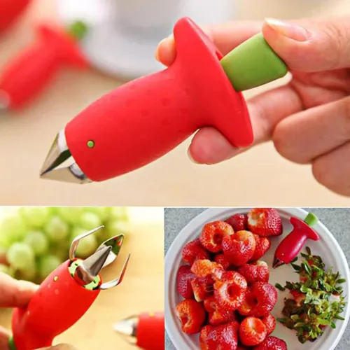 Küche Obst Gadget Werkzeuge Erdbeere Slicer Cutter Erdbeere Corer Erdbeere Huller Blatt Stem Remover