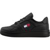 Sneaker TOMMY JEANS "TJM RETRO BASKET ESS", Herren, Gr. 43, schwarz, Leder, Textil, unifarben, sportlich, Schuhe, Freizeitschuh, Halbschuh, Schnürschuh, im Basket-Style