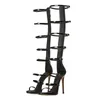 Sommer frauen Coole Stiefel Neue 2023 Sexy 10 cm High Heel Sandalen Schnalle Schwarz Gold Kleid Party Frau knie Stiefel Große Größe 36-43