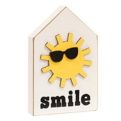 Smile Sunshine w/Sunglasses Block Sitter - Height - 5.50 x Width - 0.75 x Length - 3.50 in.