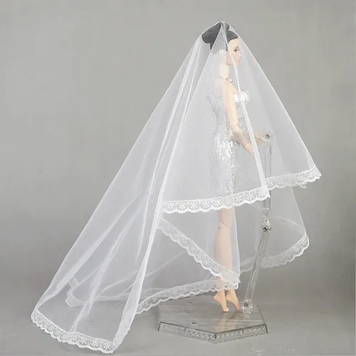 Hochwertige weiße lange Schleier Braut Hochzeits schleier für Barbie Puppen Kopf bedeckung Schleier