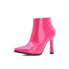 Moderne Stiefeletten Frauen Herbst Winter 2024 Patenr Leder Schuhe Atrange Stil High Heel Stern Zip Glänzend PU Schuhe Größe 34 ~ 50