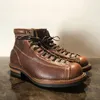 Herren Frühling Winter Schuhe Runde Kappe Top Qualität Vintage Echt Leder Rindsleder Stiefeletten Casual Motorrad Stiefel Unisex Großen Größe