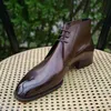 Männer Stiefel Braun Grün Lace Up Business Cowboy Stiefel Handgemachte Kampf Knöchel High Top Schuhe