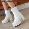 Western Fashion Booties Round Toe Zipper Damenschuhe Super High Thick Heel Stiefeletten Damen Plateau Heels Damenschuhe