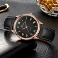 Herren uhren Luxus schwarz Roségold Leder Quarzuhr Frau Business Sport wasserdichte Armband Uhr